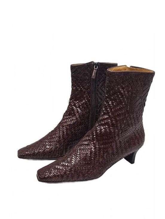 Anne Klein Other - Anne Klein Brown Woven Leather Ankle Boots Size 8